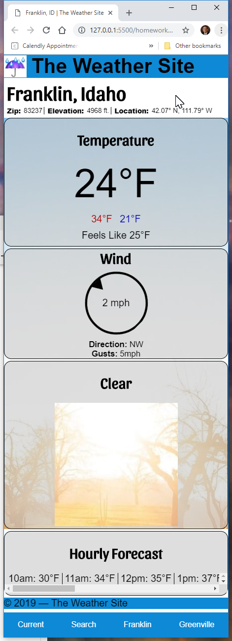 example of cell screen with website
