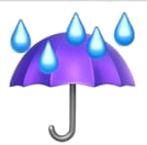 purple umbrella with raindrops